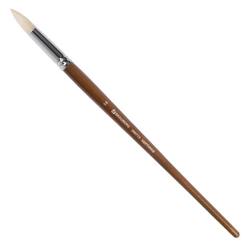 Кисть художественная профессиональная BRAUBERG ART CLASSIC, щетина, круглая, № 14, длинная ручка, 200713 200713 - фото 295423