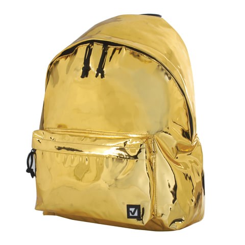 Рюкзак BRAUBERG GLOSSY универсальный, блестящий, светло-золотой, 41х32х14 см, 227094 227094 - фото 296405
