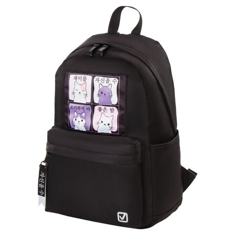 Рюкзак BRAUBERG FASHION CITY, универсальный, "Anime Cats", черный, 44х31х16 см, 229965 229965 - фото 296886