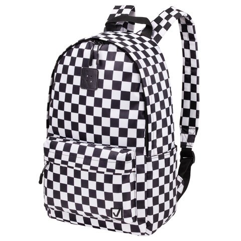Рюкзак BRAUBERG POSITIVE универсальный, карман-антивор, "Black and White", 42х28х14 см, 270777 270777 - фото 298148