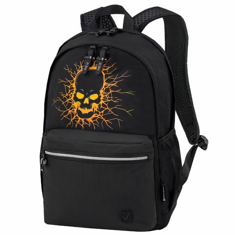 Рюкзак BRAUBERG FASHION CITY универсальный, 2 отделения, Skull, черный, 46х31х15 см, 272572 272572 - фото 298757