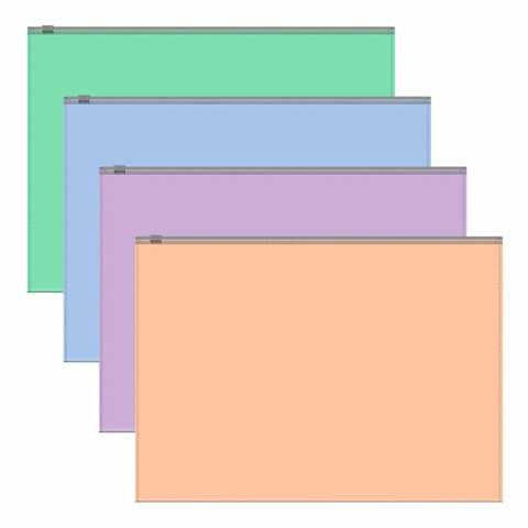 Папка-конверт на молнии ERICH KRAUSE "Matt Pastel Bloom" А4 (334х246 мм), ассорти, 0,18 мм, 61169 272932 - фото 298999