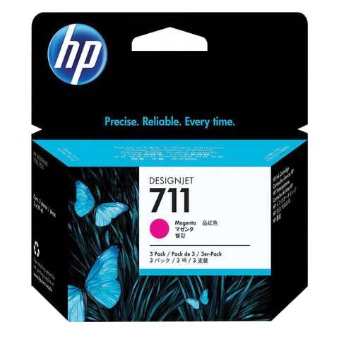 Картридж струйный для плоттера HP (CZ135A) Designjet T120/520, №711, пурпурный, КОМПЛЕКТ 3 шт. х 29 мл, оригинальный 361316 - фото 300024