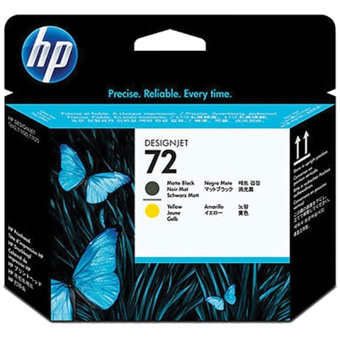 Головка печатающая для плоттера HP (C9384A) Designjet T610/795/1100 и др., №72, черная матовая и желтая, оригинальная 361334 - фото 300034