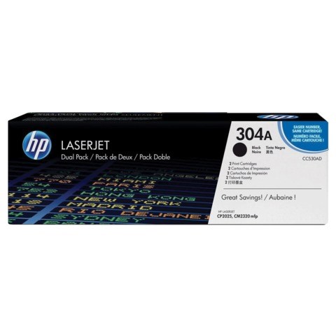 Картридж лазерный HP (CC530AD) CLJ CP2025/CM2320, №304A, черный, КОМПЛЕКТ 2 шт., оригинальный, ресурс 2х3500 страниц 361471 - фото 300068