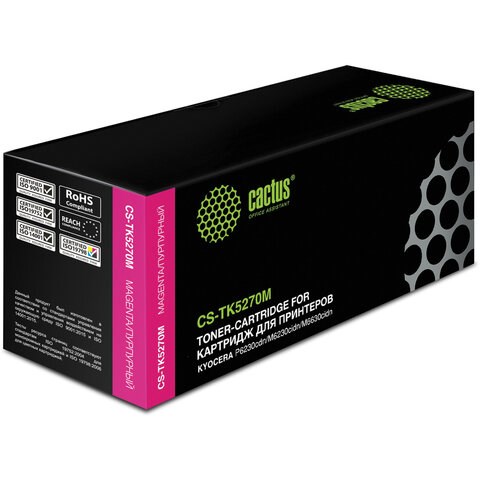 Картридж лазерный CACTUS (CS-TK5270M) для Kyocera P6230cdn/M6230cidn/M6630cidn, пурпурный, ресурс 6000 страниц 363705 - фото 301355