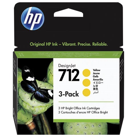Картридж струйный для плоттера HP (3ED79A) DesignJet T230/T250/T630/T650, №712, желтый, 3 шт., оригинальный 363914 - фото 301546