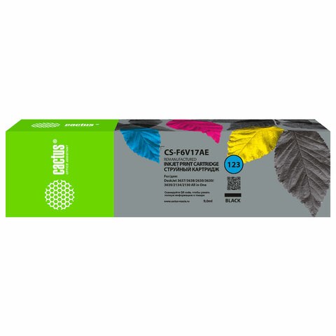 Картридж струйный CACTUS (CS-F6V17AE) для HP Deskjet 2130/2134/2630/3637/3638/3630/3639, черный 364117 - фото 301657