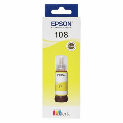 Чернила EPSON 108 (C13T09C44A) для СНПЧ EPSON L8050 /L8100 /L18050, желтые, ОРИГИНАЛЬНЫЕ 364534 - фото 301914