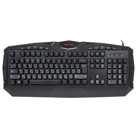 Клавиатура проводная SONNEN Q9M, USB, 104 клавиши + 10 мультимедийных, RGB, черная, 513511 513511 - фото 303777