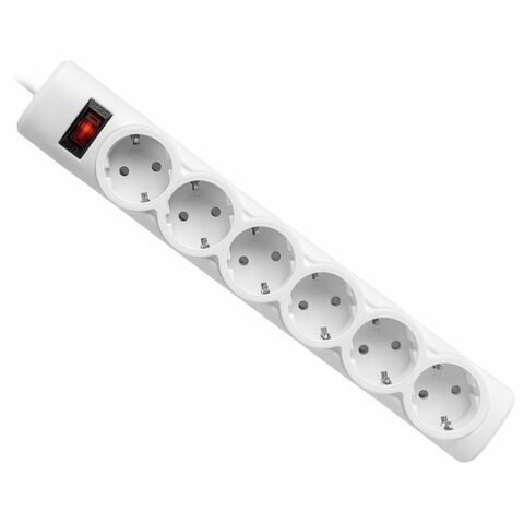 Сетевой фильтр DEFENDER DFS 155, 6 розеток, 5 м, белый, 99493 513816 - фото 303899