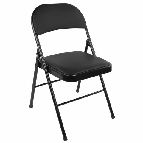 Стул складной BRABIX "Golf Plus CF-003 Комфорт", черный каркас, кожзам черный, 531566 531566 - фото 304296