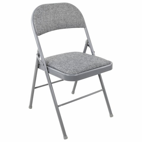 Стул складной BRABIX "Golf Plus CF-003 КОМФОРТ", серый каркас, серая ткань, 532890 532890 - фото 304687
