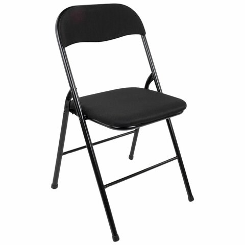 Стул складной BRABIX "Golf CF-007", чёрный каркас, чёрная ткань, 532892 532892 - фото 304689