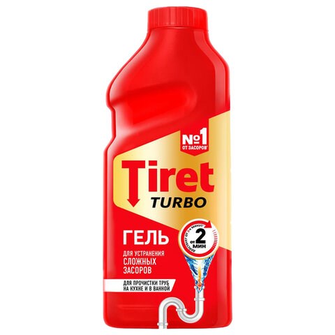 Средство для прочистки канализационных труб 500 мл, TIRET (Тирет) "Turbo", гель, 8147369 602019 - фото 305544