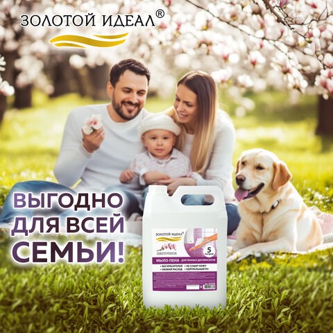 Мыло-пена для специальных диспенсеров 5 л ЗОЛОТОЙ ИДЕАЛ "Цветочное", 605908 605908 - фото 306324