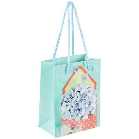 Пакет подарочный (1 штука) 11x6x15 см, ЗОЛОТАЯ СКАЗКА "Summer Flowers", глиттер, голубой, 608246 608246 - фото 306985