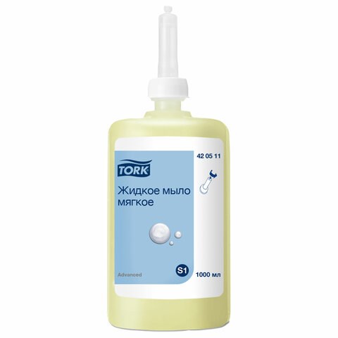 Картридж с жидким мылом одноразовый TORK (Система S1) Advanced, 1 л, мягкое, 420511 608891 - фото 307364