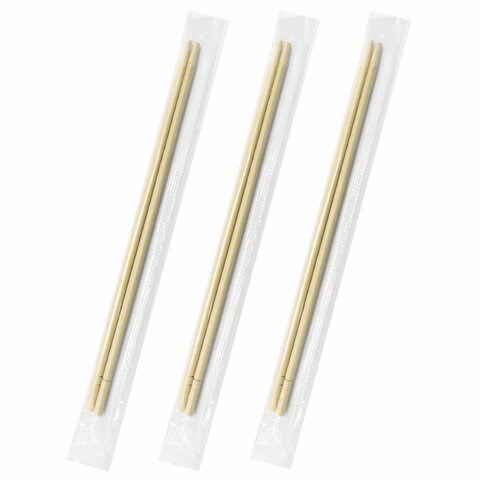 Палочки для суши бамбуковые 21 см, круглые, КОМПЛЕКТ 100 пар в индивидуальной прозрачной упаковке, БЮДЖЕТ, 132266 609616