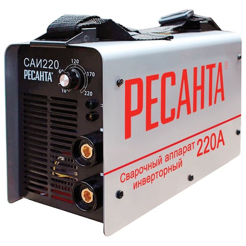 Сварочный аппарат инверторный, сварочный ток до 220 А, диаметр электрода до 5 мм, РЕСАНТА САИ 220, 65/3 670407 - фото 309173