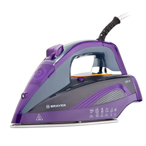 Утюг BRAYER BR4001, OneTemp, 2600 Вт, керамическое покрытие, самоочистка, антикапля, автоотключение, антинакипь 456107 - фото 322200