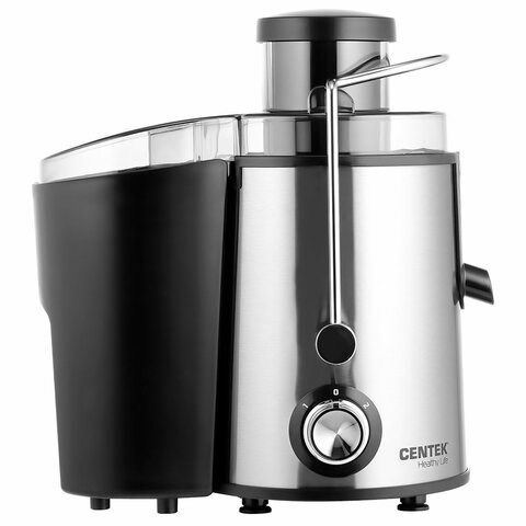 Соковыжималка CENTEK CT-1209, 600 Вт, стакан 0,5 л, емкость для жмыха 1,5 л, металл, сталь/черный 457604 - фото 322676
