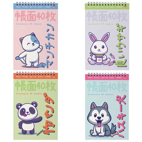 Блокнот А5, 40 л, гребень, картон, клетка, АЛЬТ, KAWAII ANIMALS (4 вида), 3-40-729 116381 - фото 324115