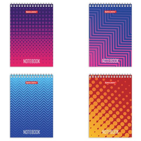 Блокнот МАЛЫЙ ФОРМАТ А6 97х145 мм, 80 л., гребень, картон, клетка, BRAUBERG, Геометрия, 129834 129834