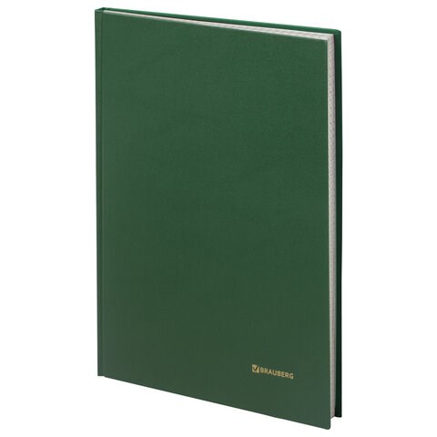Книга учета 96 л., клетка, твердая, бумвинил, блок офсет, А4 200х290 мм, BRAUBERG, зеленая, 130222 130222 - фото 324784