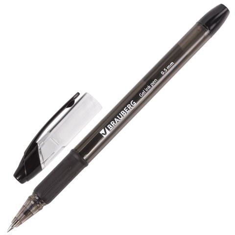 Ручка гелевая с грипом BRAUBERG Samurai, ЧЕРНАЯ, корпус тонированный, узел 0,5 мм, линия письма 0,35 мм, 141178 141178