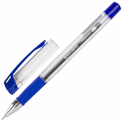 Ручка шариковая масляная с грипом BRAUBERG Time2rite, СИНЯЯ, узел 0,7 мм, линия письма 0,35 мм, 142683 142683 - фото 325113