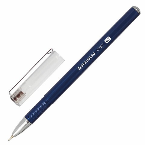 Ручка шариковая масляная BRAUBERG Oxet, СИНЯЯ, корпус синий, игольчатый узел 0,7 мм, линия письма 0,35 мм, 143002 143002 - фото 325183