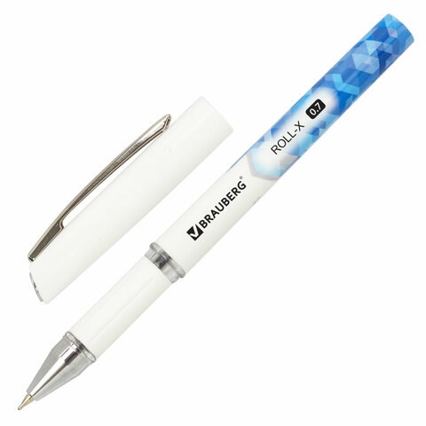 Ручка шариковая масляная с грипом BRAUBERG Roll-X, СИНЯЯ, корпус белый с печатью, узел 0,7 мм, линия письма 0,35 мм, 143008 143008 - фото 325186