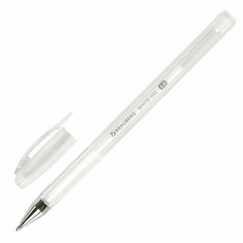 Ручка гелевая BRAUBERG "White Pastel", БЕЛАЯ, корпус прозрачный, узел 1 мм, линия письма 0,5 мм, 143417 143417 - фото 325251
