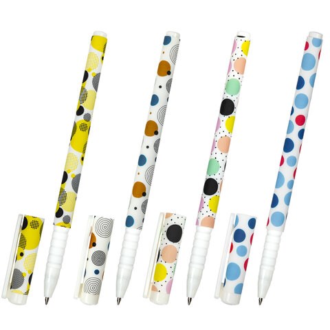 Ручка шариковая BRAUBERG SOFT TOUCH GRIP "DOTS", СИНЯЯ, мягкое покрытие, ассорти, узел 0,7 мм, 143722 143722 - фото 325394