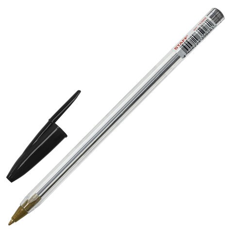 Ручка шариковая STAFF "Basic Budget BP-04", ЧЕРНАЯ, линия письма 0,5 мм, с штрихкодом, 143869 143869 - фото 325485