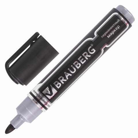 Маркер перманентный BRAUBERG Neo, ЧЕРНЫЙ, круглый наконечник 5 мм, с клипом, 150480 150480 - фото 325734