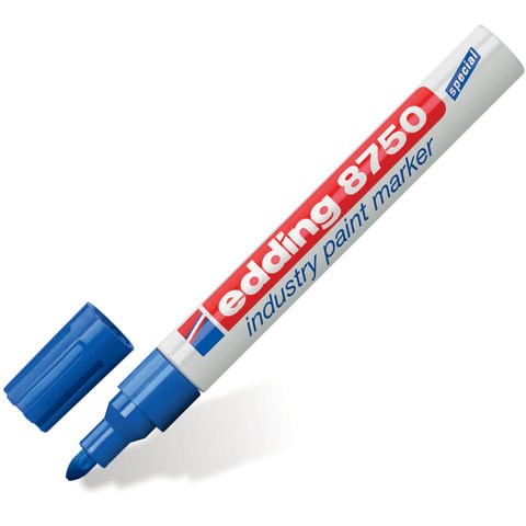 Маркер-краска лаковый (paint marker) EDDING "8750", СИНИЙ, 2-4 мм, круглый наконечник, алюминиевый корпус, E-8750/3 150598 - фото 325757