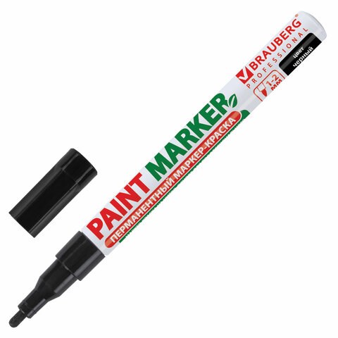 Маркер-краска лаковый (paint marker) 2 мм, ЧЕРНЫЙ, БЕЗ КСИЛОЛА (без запаха), алюминий, BRAUBERG PROFESSIONAL, 150868 150868 - фото 325812