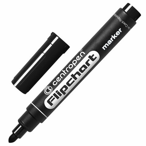 Маркер для бумажного флипчарта ЧЕРНЫЙ CENTROPEN, НЕПРОПИТЫВАЮЩИЙ, 2,5 мм, 8550, 5 8550 0112 151104 - фото 325831