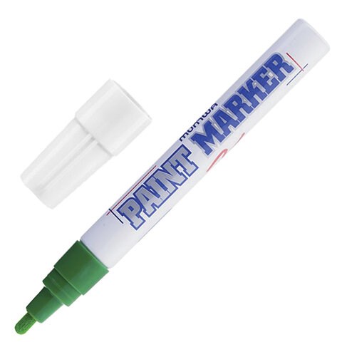 Маркер-краска лаковый (paint marker) MUNHWA, 4 мм, ЗЕЛЕНЫЙ, нитро-основа, алюминиевый корпус, PM-04 151473 - фото 325912
