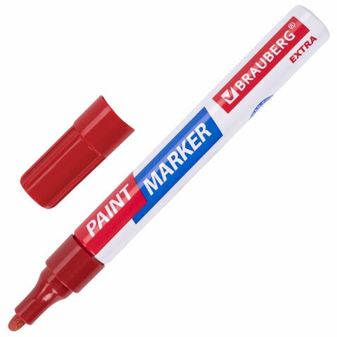 Маркер-краска лаковый EXTRA (paint marker) 4 мм, КРАСНЫЙ, УСИЛЕННАЯ НИТРО-ОСНОВА, BRAUBERG, 151980 151980 - фото 326035
