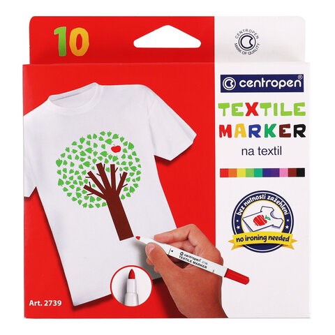 Маркеры для ткани 10 ЦВЕТОВ CENTROPEN "Textile Marker", круглый наконечник, 1,8 мм, 2739/10, 5 2739 1001 152009 - фото 326057