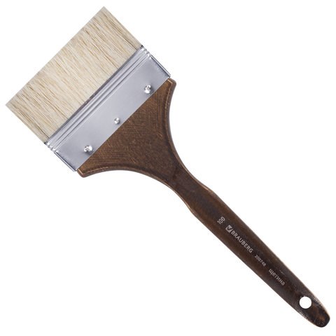 Кисть художественная профессиональная BRAUBERG ART CLASSIC, щетина, флейц, № 100, короткая ручка, 200748 200748 - фото 327286