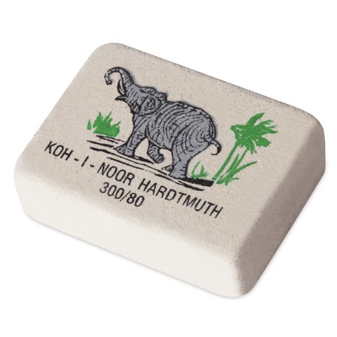 Ластик KOH-I-NOOR "Слон" 300/80, 26х18,5х8 мм, белый/цветной, прямоугольный, натуральный каучук, 0300080018KDRU 220400 - фото 327636