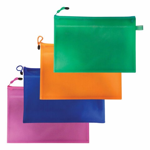 Папка-конверт на молнии А4 (335х243 мм), 2 отделения, ПВХ, BRAUBERG Energy, ассорти, 223895 223895