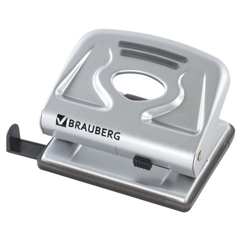 Дырокол металлический BRAUBERG "Metallic", до 20 листов, серебристый, 224339 224339 - фото 327982