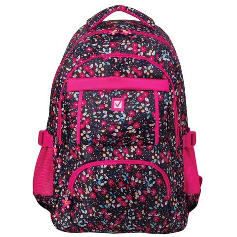 Рюкзак BRAUBERG TRACE универсальный, 2 отделения, узоры, "Flowers", 45х31х12 см, 226357 226357
