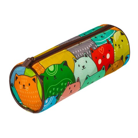 Пенал-тубус BRAUBERG, с эффектом Soft Touch, мягкий, "Cats", 22х8 см, 229008 229008 - фото 328575