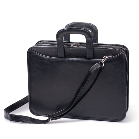 Портфель "Карьера", 36х31х7 см, искусственная кожа, 2 отделения, на молнии, черный 240267 - фото 329719